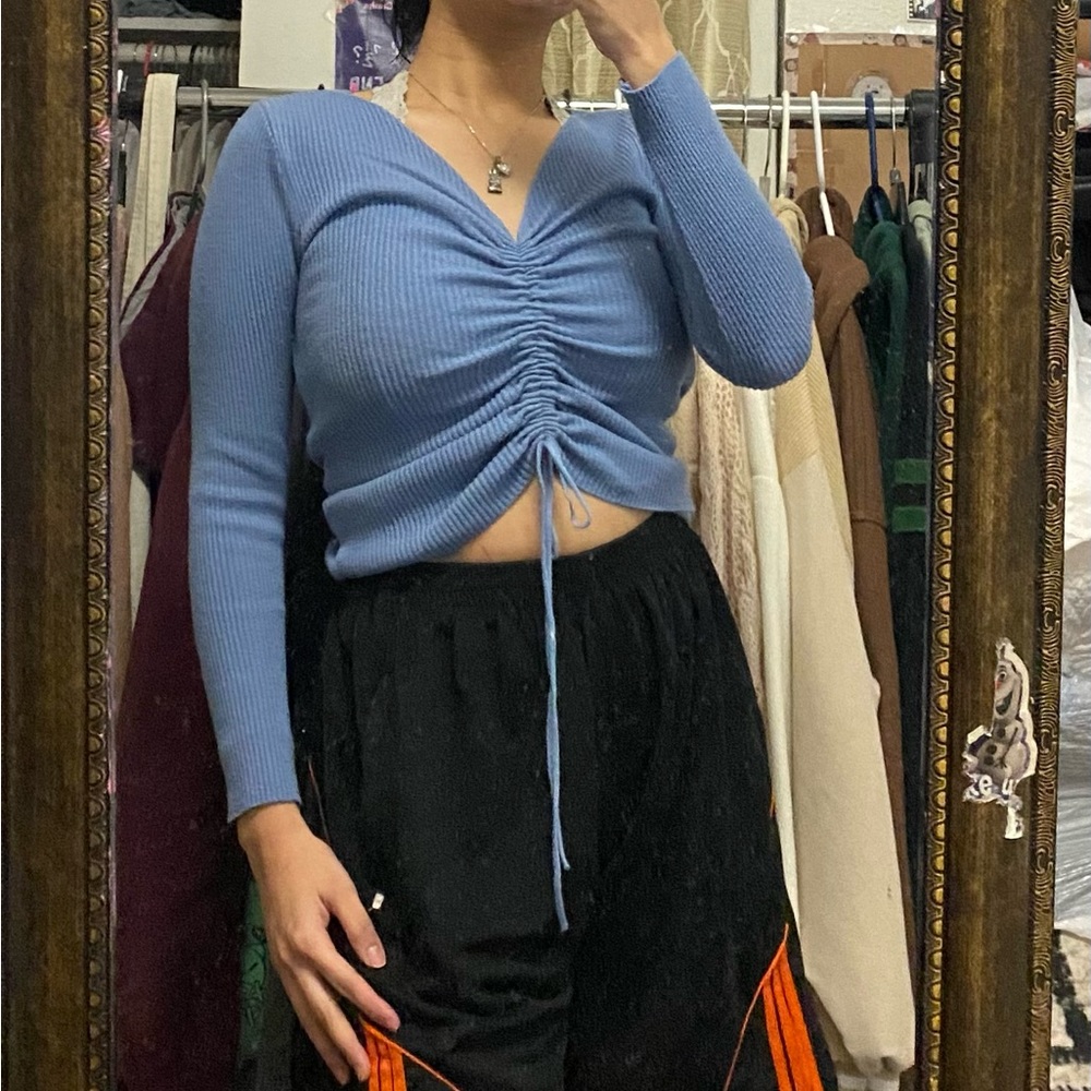 Blue scrunched up top